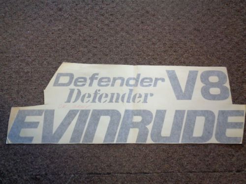 Evinrude defender v8 decal gray 24&#034; x 3 3/8&#034; marine boat