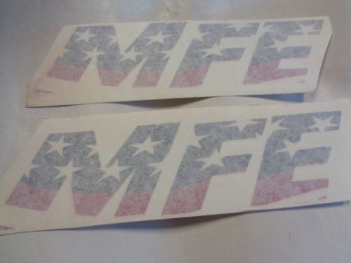 Mfe  decal pair ( 2 ) red / blue / clear 8&#034; x 2&#034; marine boat