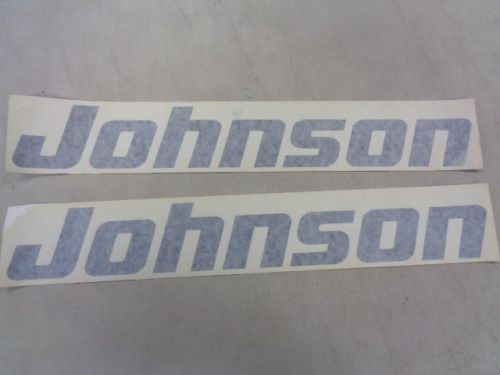 Johnson decal pair ( 2 ) black 18 1/8&#034; x 2 5/8&#034; marine boat