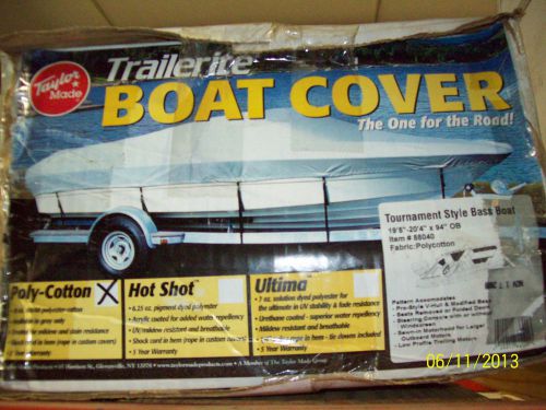 Taylor made tourny bass boat cover,19.5&#039;-20.4&#039;l,94&#034;- beam,outboard,gray cotton
