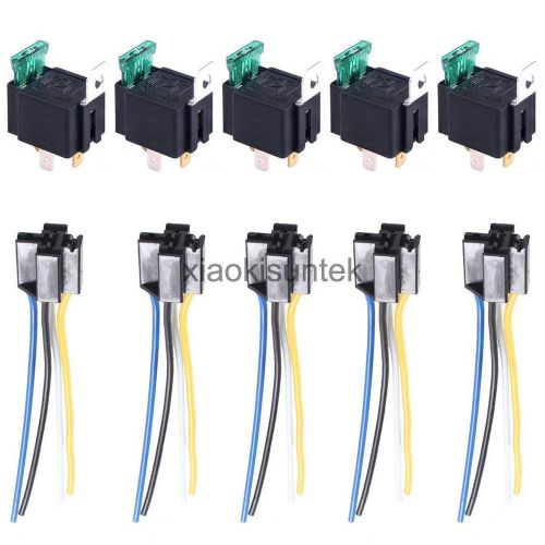 Set of 5 12v 30a automotive heavy duty relay 4pin fuse fused on/off metal