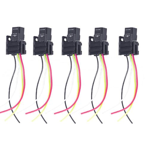 5pack 12v 30a spst relay for electric fan fuel pump horn car kit 4p 4 wire sale