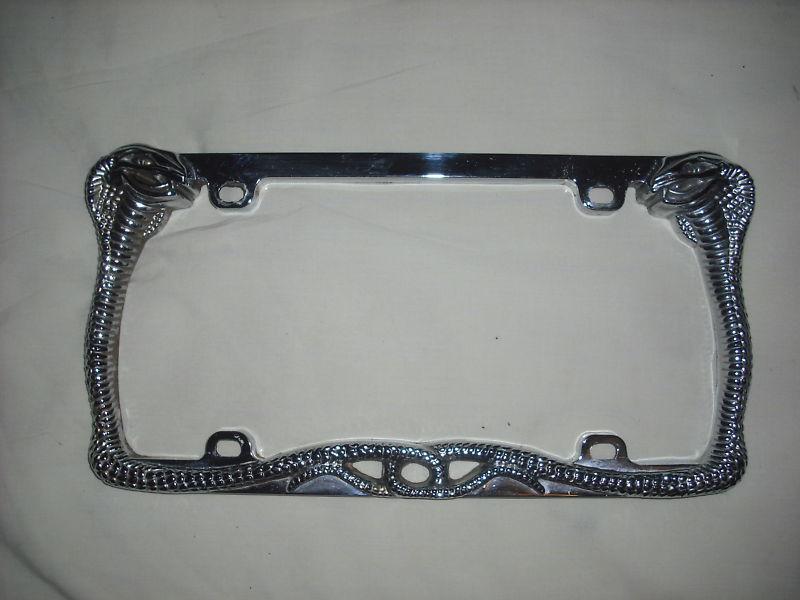  cobra metal chrome license plate frame-rat rod