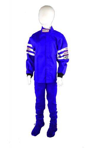 Junior blue 2 piece fire suit racing jacket &amp; pants size 14/16 sfi 3-2a/1 rjs xs