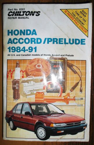 1984-1991 honda accord &amp; prelude chilton&#039;s repair tune up guide manual # 8301
