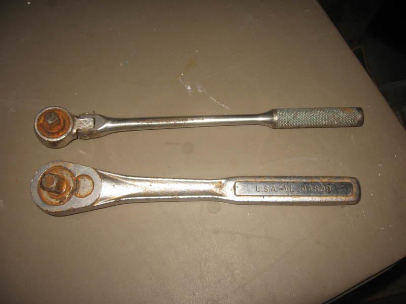 2 used socket ratchet wrenches - one 1/2' craftsmen - one 3/8' champion - works