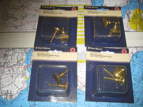 West marine polished brass round knob drawer pulls 1&#034; quantity of 8