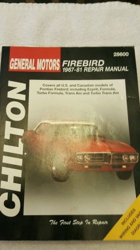 Repair manual firebird chilton 1967-81