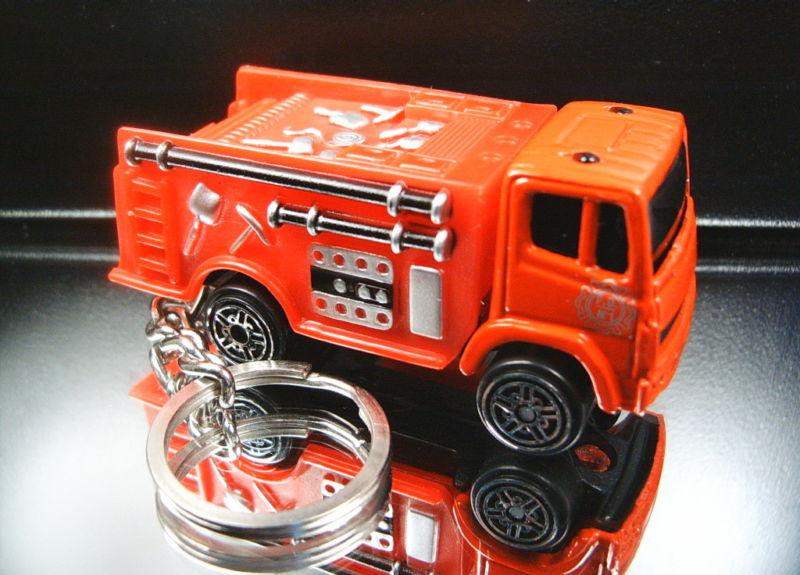 Red fire department pumper truck keychain key ring fob