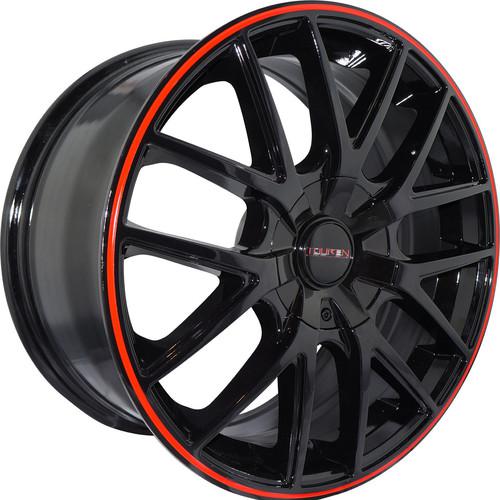 18x8 black red touren tr60 wheels 5x112 5x120 +40 chevrolet equinox camaro