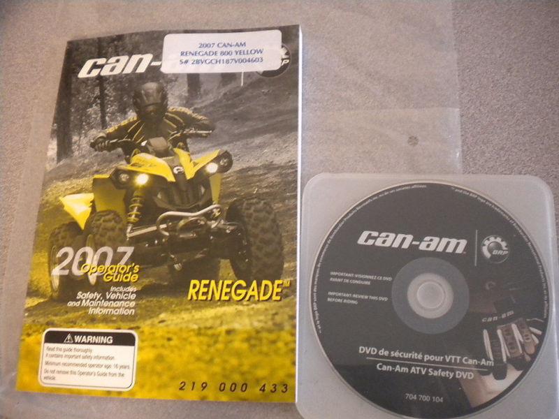 Can-am can am brp operators guide 2007 renegade with dvd 140 pages 219000433