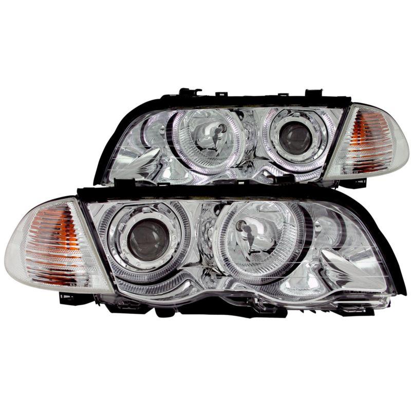 Front headlight 3 series e46 4dr 1999-2001 projector h.l. chrome halo with
