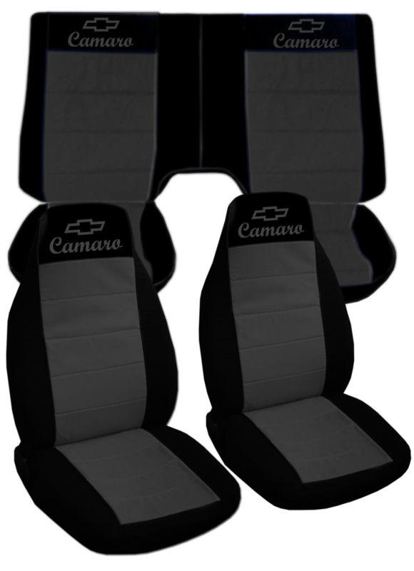 1993-2002 chevy camaro car seat covers in black and charcoal cotton material