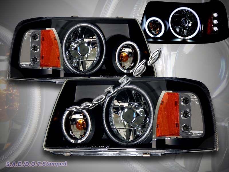 01-11 ford ranger dual halo rims ccfl led headlights black housing