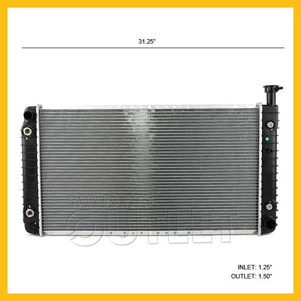 1999 2000 2001 2002 express van savana 4.3l 5.7l v6 radiator eoc+toc 1-1/4"core