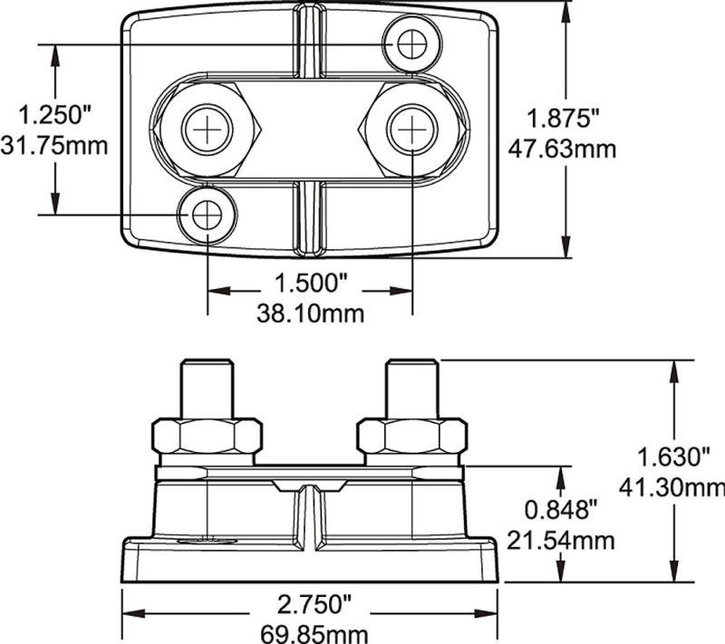 Blue sea 2019 powerbar common busbar - dual 3/8" x 16 blue sea systems 2019