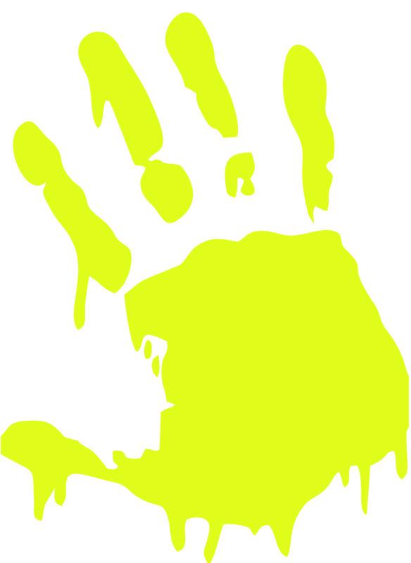 Zombie hand vinyl car decal sticker, highest quality, yellow, 7.5" x 5.5"