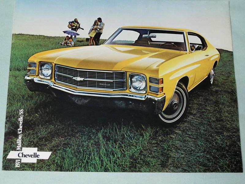 1971 chevorlet chevy malibu chevelle ss 454 full color dealership sales brochure