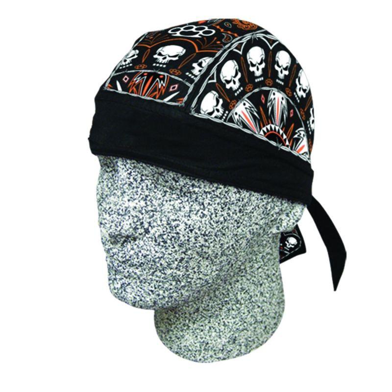 Danbanna deluxe:twisted metal orange bandana doo rag head wrap biker casual new