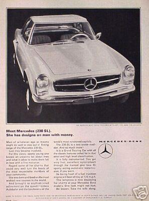 1965 mercedes benz 230 sl s l original vintage ad cmy store 4more  5+= free ship