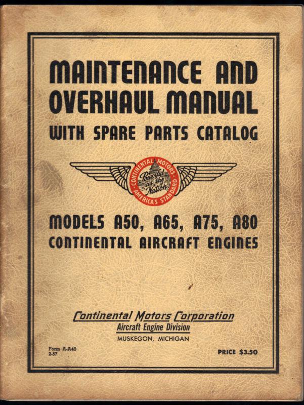 1957 continental aviation engine manual operation maintenance overhaul parts