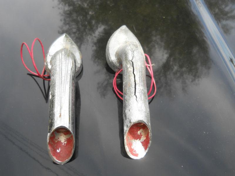 Two 1950' s vintage holders for lights with a red lens for a  rat rod 