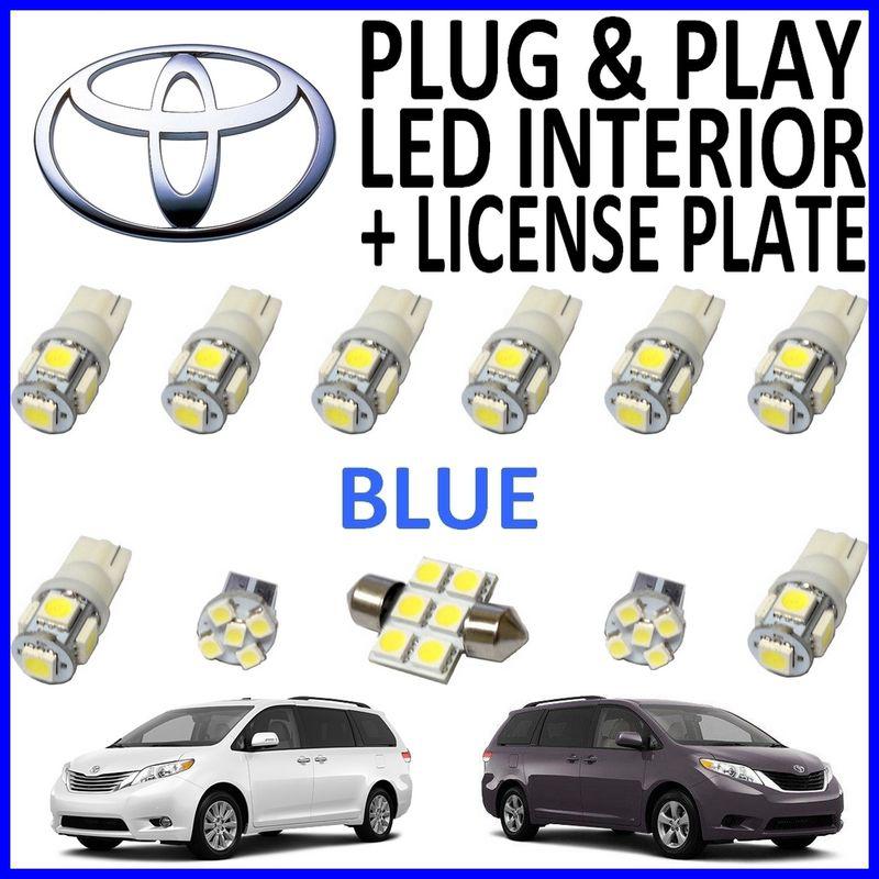 11 piece super blue led interior package kit + license plate tag lights ts3b