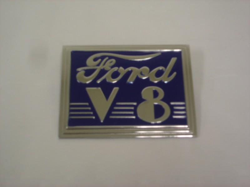 1940 40 ford standard deck lid emblem v8 chrome & blue