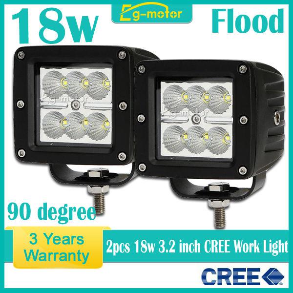 2x 18w cree 90 degree flood beam led work light offroad car truck boat suv 4wd