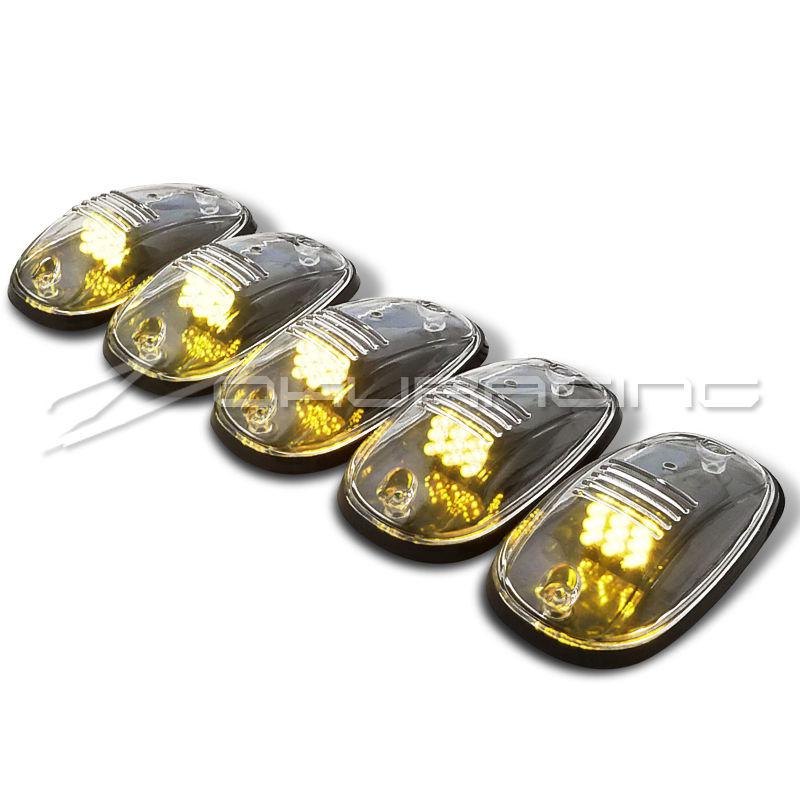 Clear 5pcs led cab roof running marker lights truck suv off road set