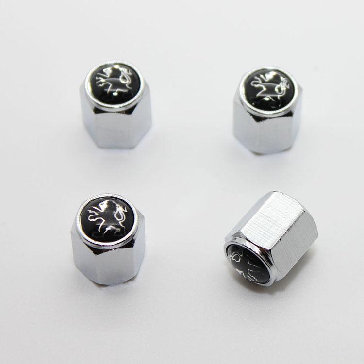 4pcs chromed metal car tire wheel valve airtight stem caps for peugoet all model