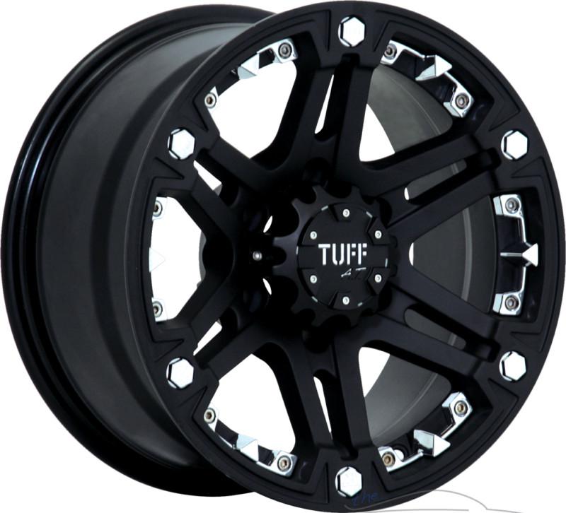 1 - 15x8 tuff t01 6x139.7 6x5.5 -13mm matte black chrome rim wheel inch 15"