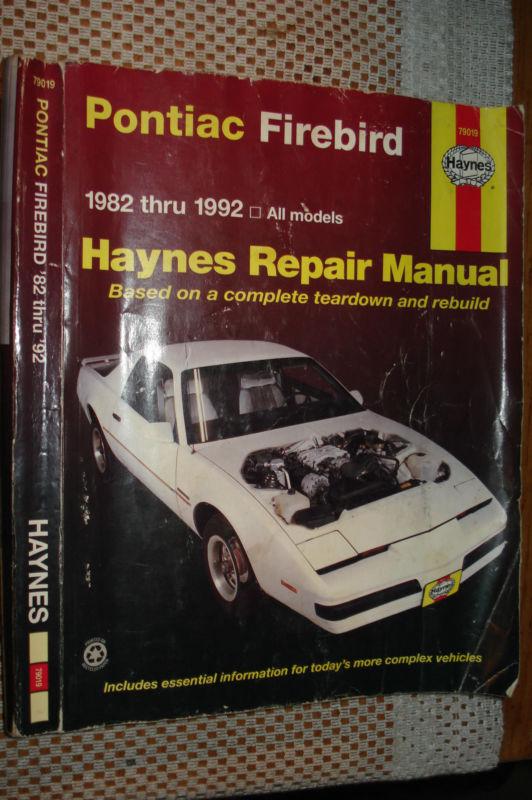 1982-1992 pontiac firebird shop manual service book 91 90 89 88 87 86 85 84 83