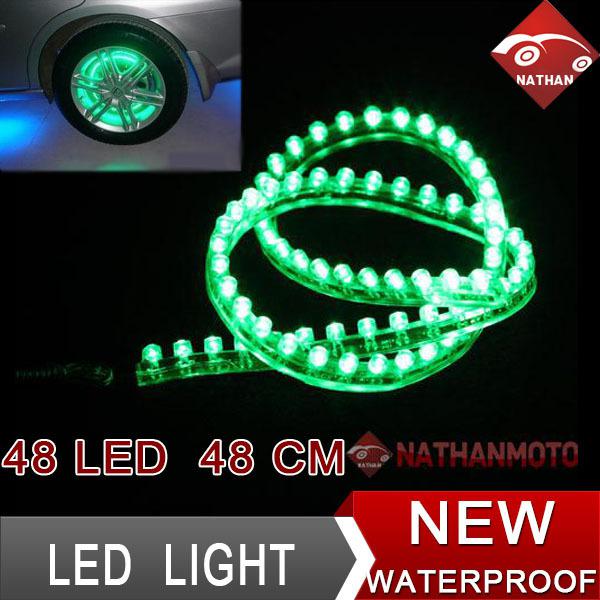 Green 48cm 48led flexible waterproof strip neon light lamp bulb car auto new