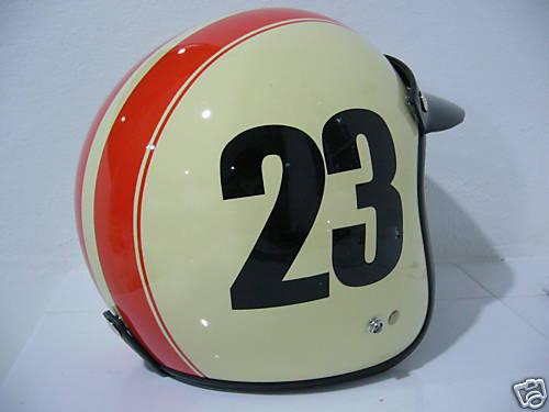 Vintage vespa scooter motorcycle ivory orange 23 open face helmet