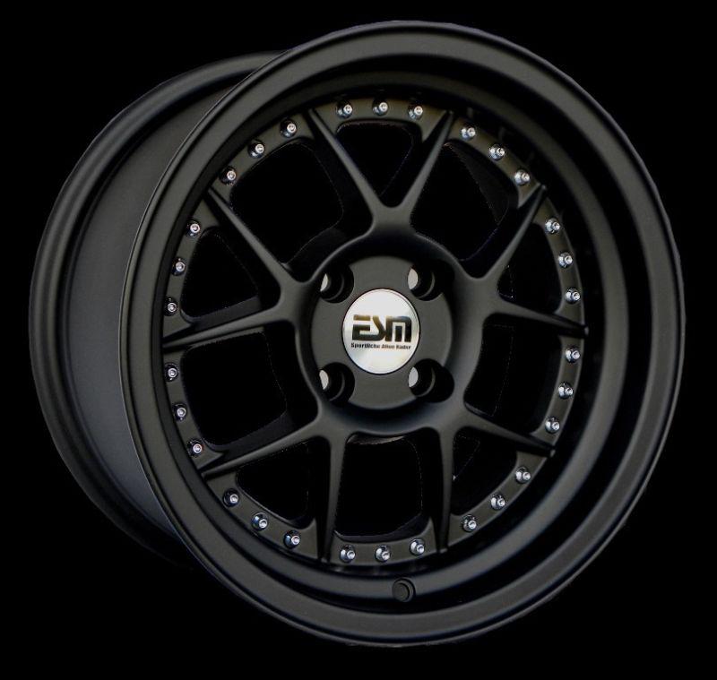 Matte black 15x8 15" wheels rims 4x100 esm 010 subaru  