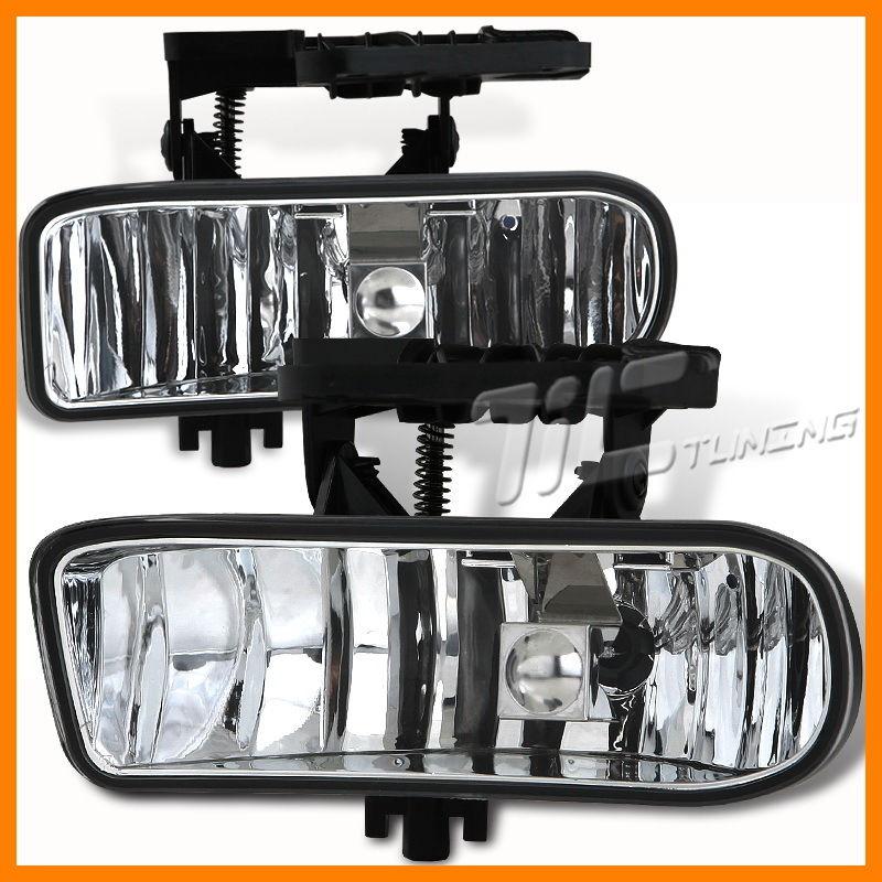 99-06 yukon sierra daytime running fog driving light lamp clear chrome housng