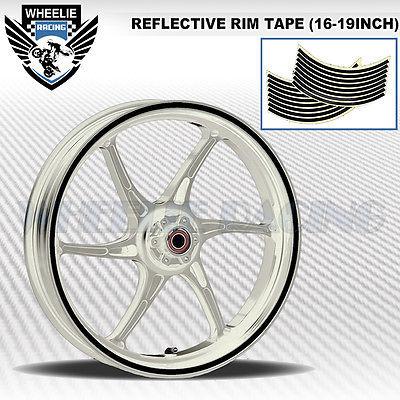 Black reflective rim tape wheel stripe moto bike auto decal 16 17 18 19 inch