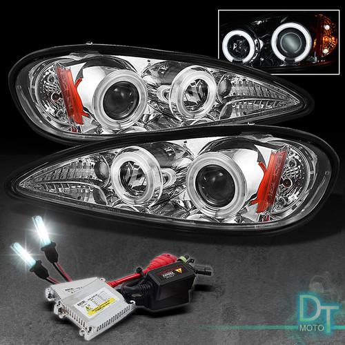 6000k slim xenon hid+99-05 pontiac grand am ccfl halo clear projector headlights