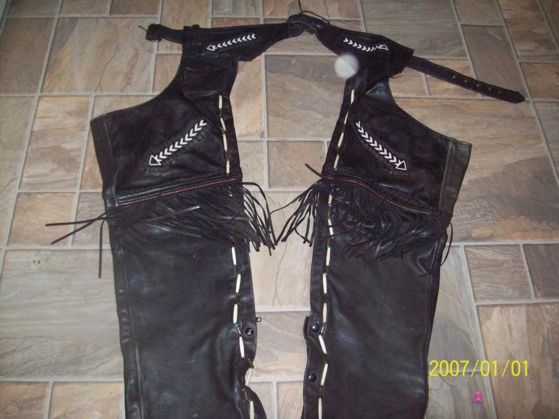 Womens leather black x large motorcycle chaps