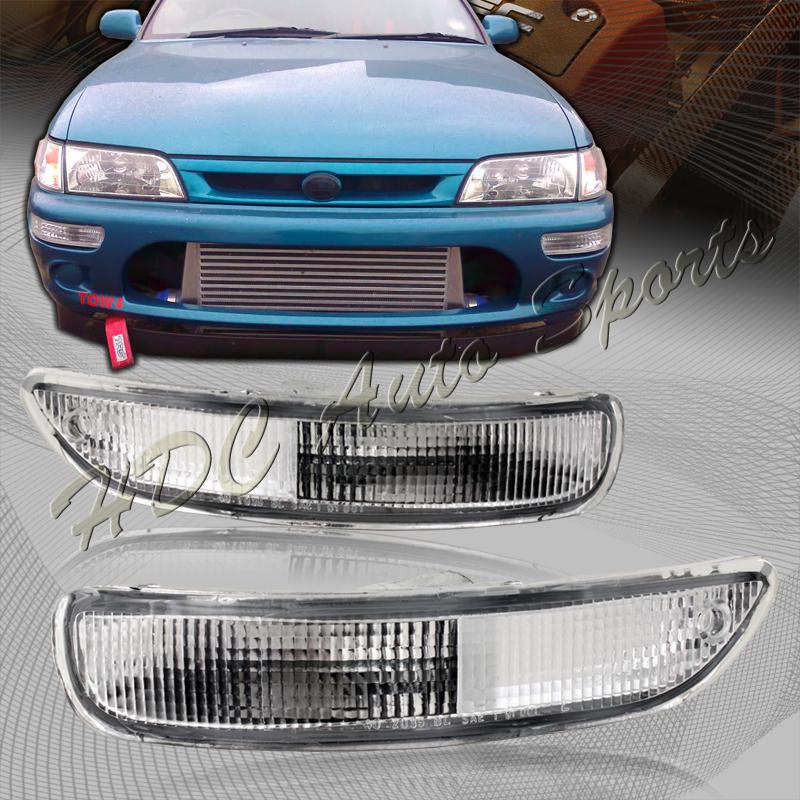 1993-1997 toyota corolla chrome housing front bumper side marker light lamps