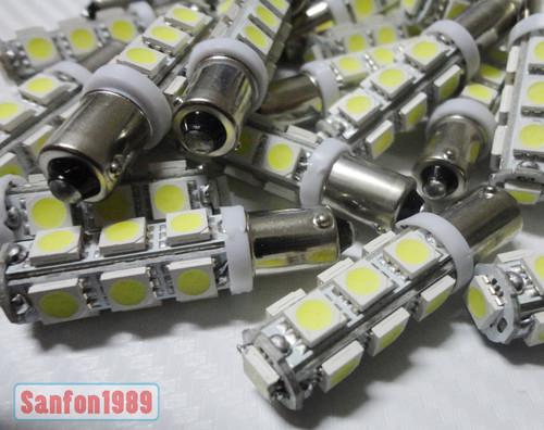 2x car ba9s 363 6253 5050 13 smd led white license plate map dome lights #sb11