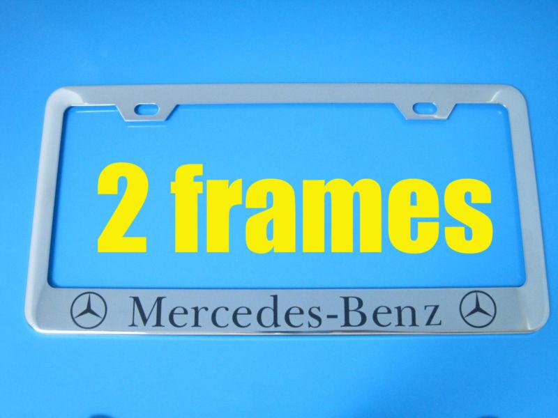 (2) mercedes-benz chrome metal license plate frame c/e/s/ml/glk