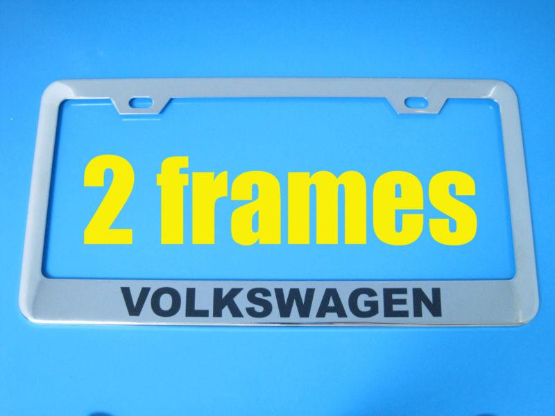 (2) volkswagen vw chrome metal license plate frame