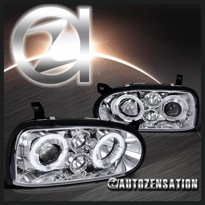 93-98 vw golf cabrio mk3 chrome halo projector fog drl headlights