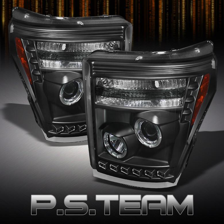 11-13 f250/f350/f450/f550 superduty halo projector led black headlights lights