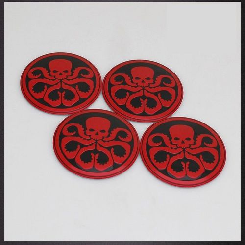 4x 56.5mm hydra red skull octopus car steering wheel center hub cap stickers new