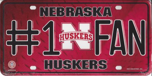 Nebraska huskers #1 fan metal license plate