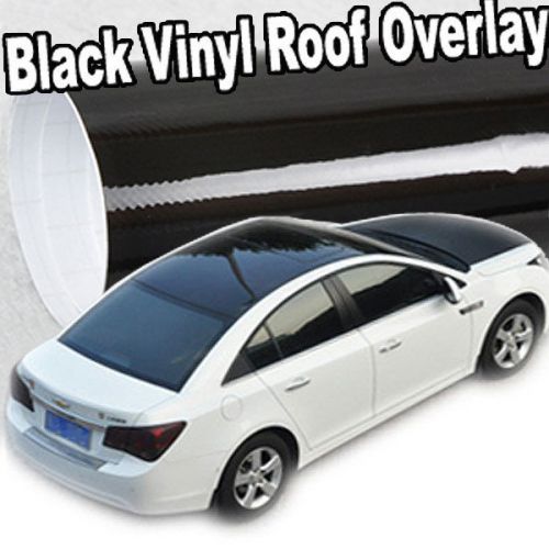 Gloss solid black-out vinyl overlay moon roof tint top cover film 60&#034; x 53&#034; c99