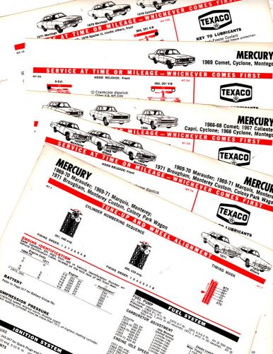 1963 1964 1965 1966 1967 mercury v8 6 chek-chart lubrication lube tune-up charts